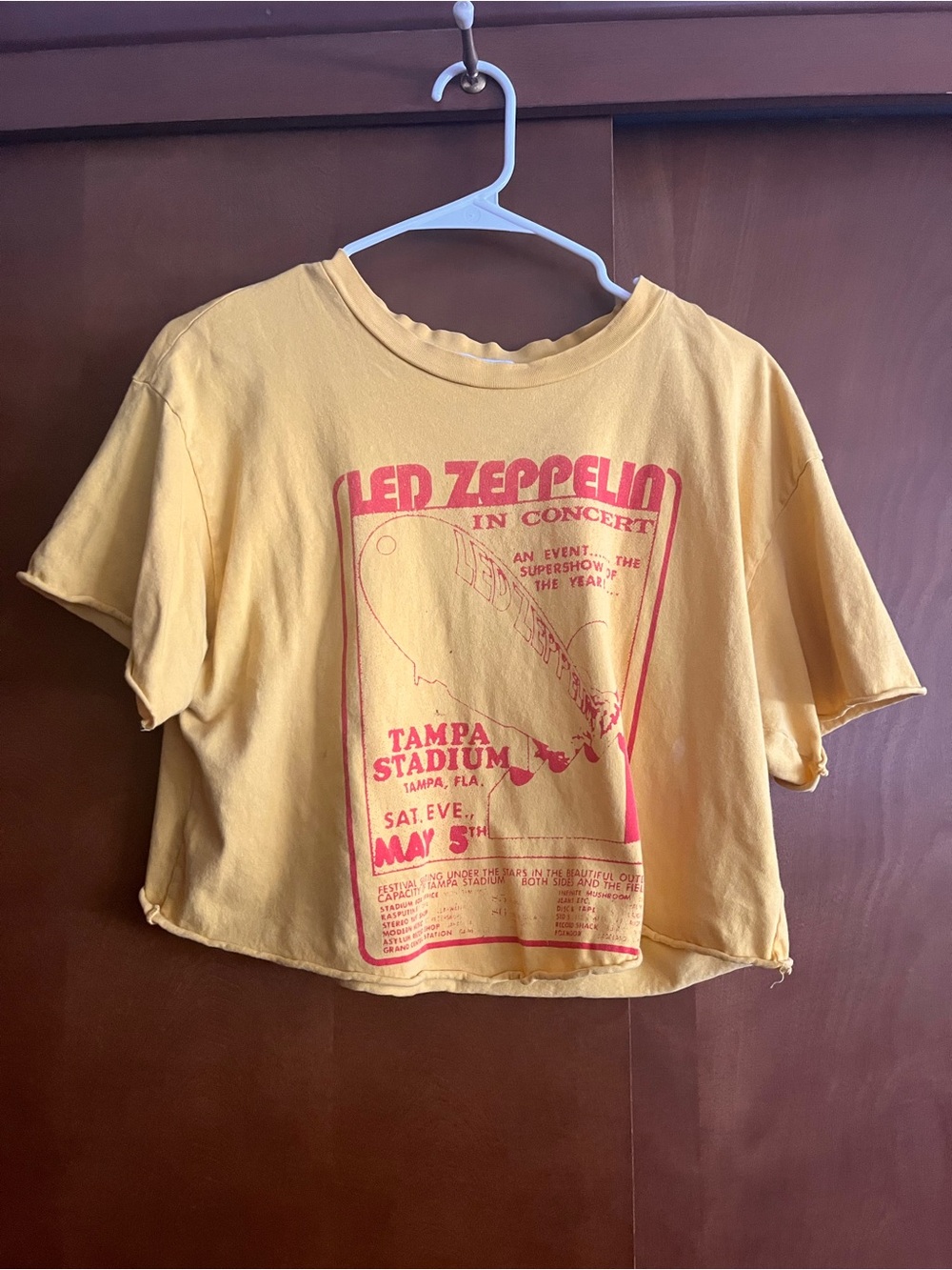 Led Zeppelin Yellow Cropped Graphic Tee